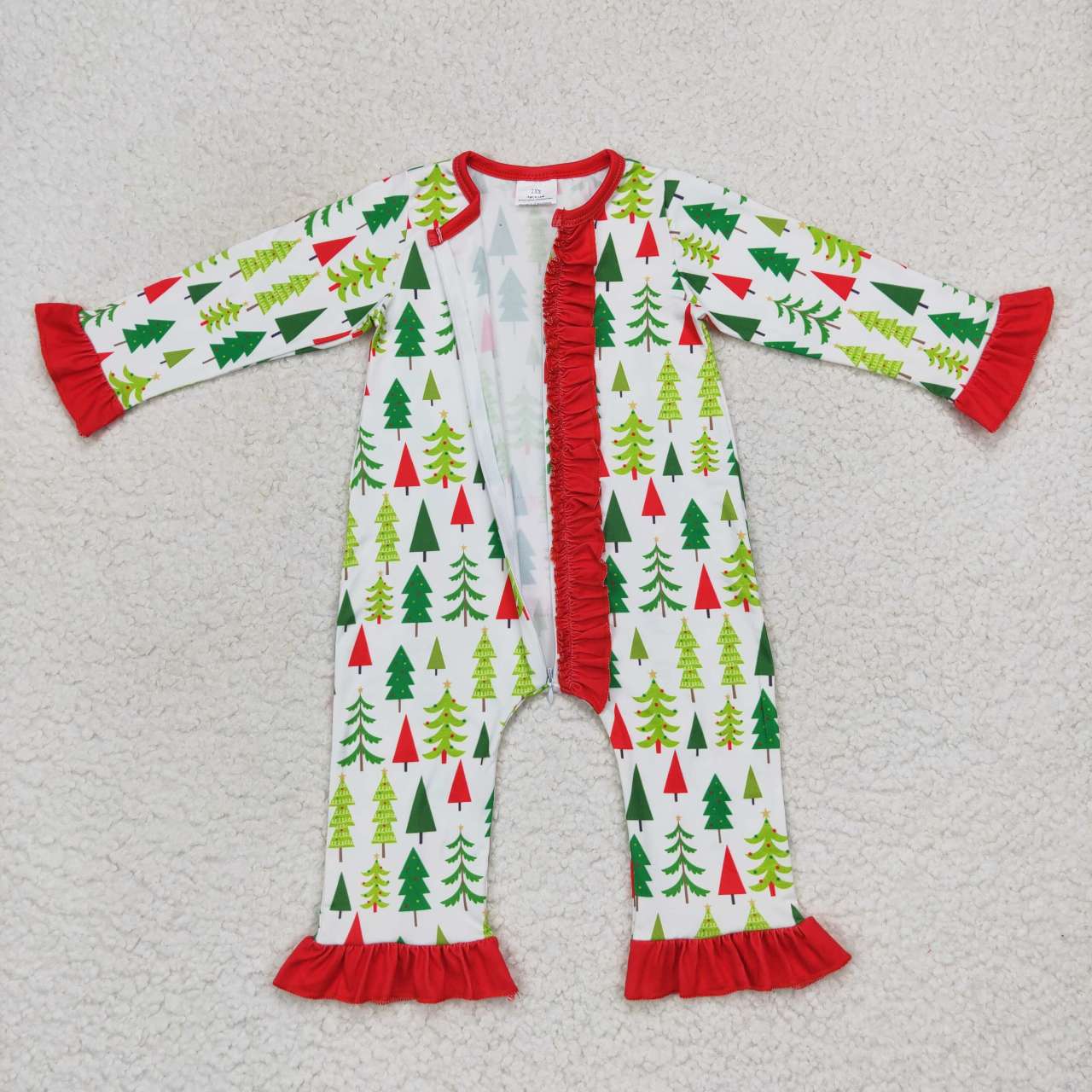 RTS NO MOQ Adult and Baby Girls Christmas Trees White Pajamas Clothes Sets