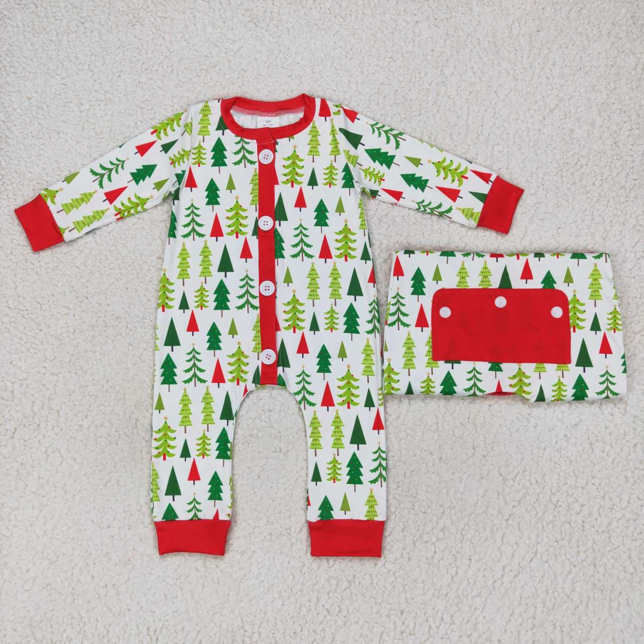 RTS NO MOQ Adult and Baby Girls Christmas Trees White Pajamas Clothes Sets