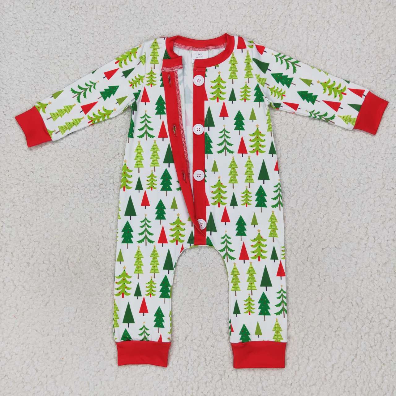 RTS NO MOQ Adult and Baby Girls Christmas Trees White Pajamas Clothes Sets