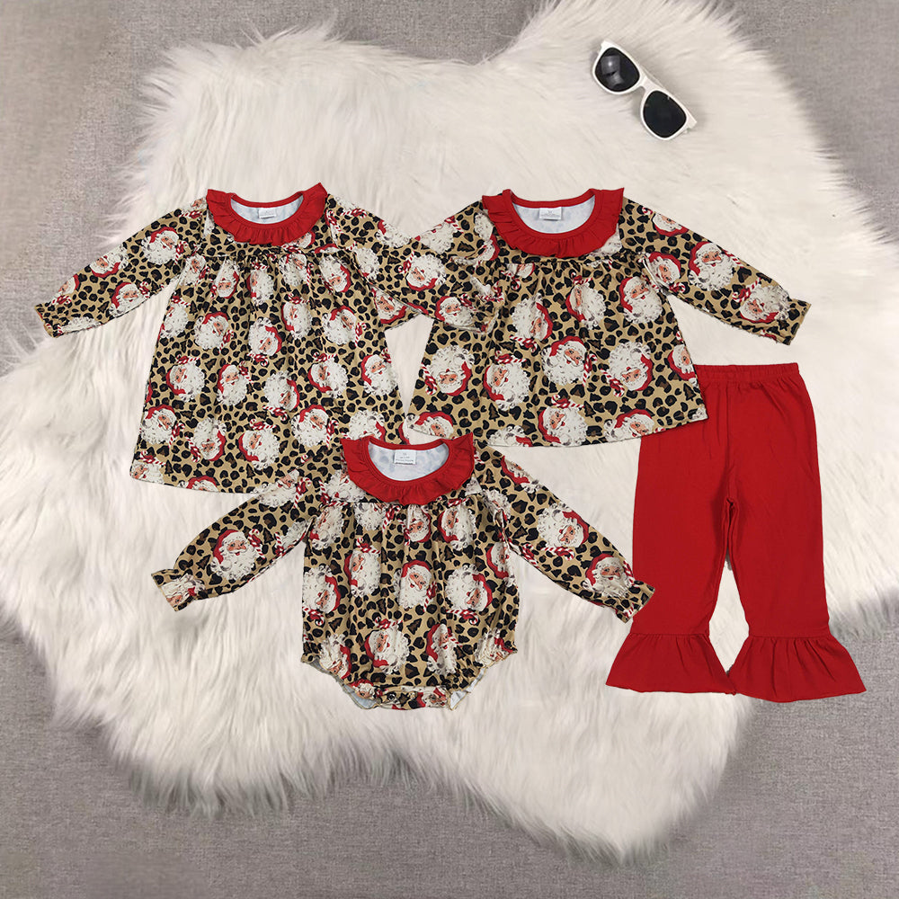 RTS Sibling baby girls clothes Christmas long Sleeve pants sets and dress and rompers