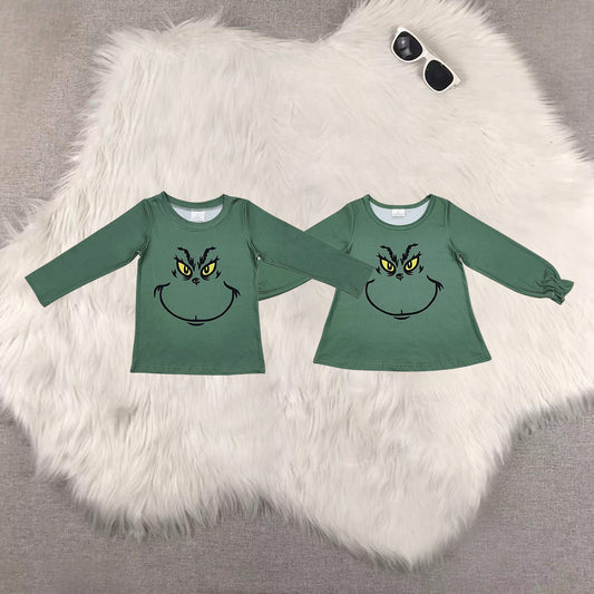 RTS NO MOQ sibling baby girls clothes Christmas long sleeved tops