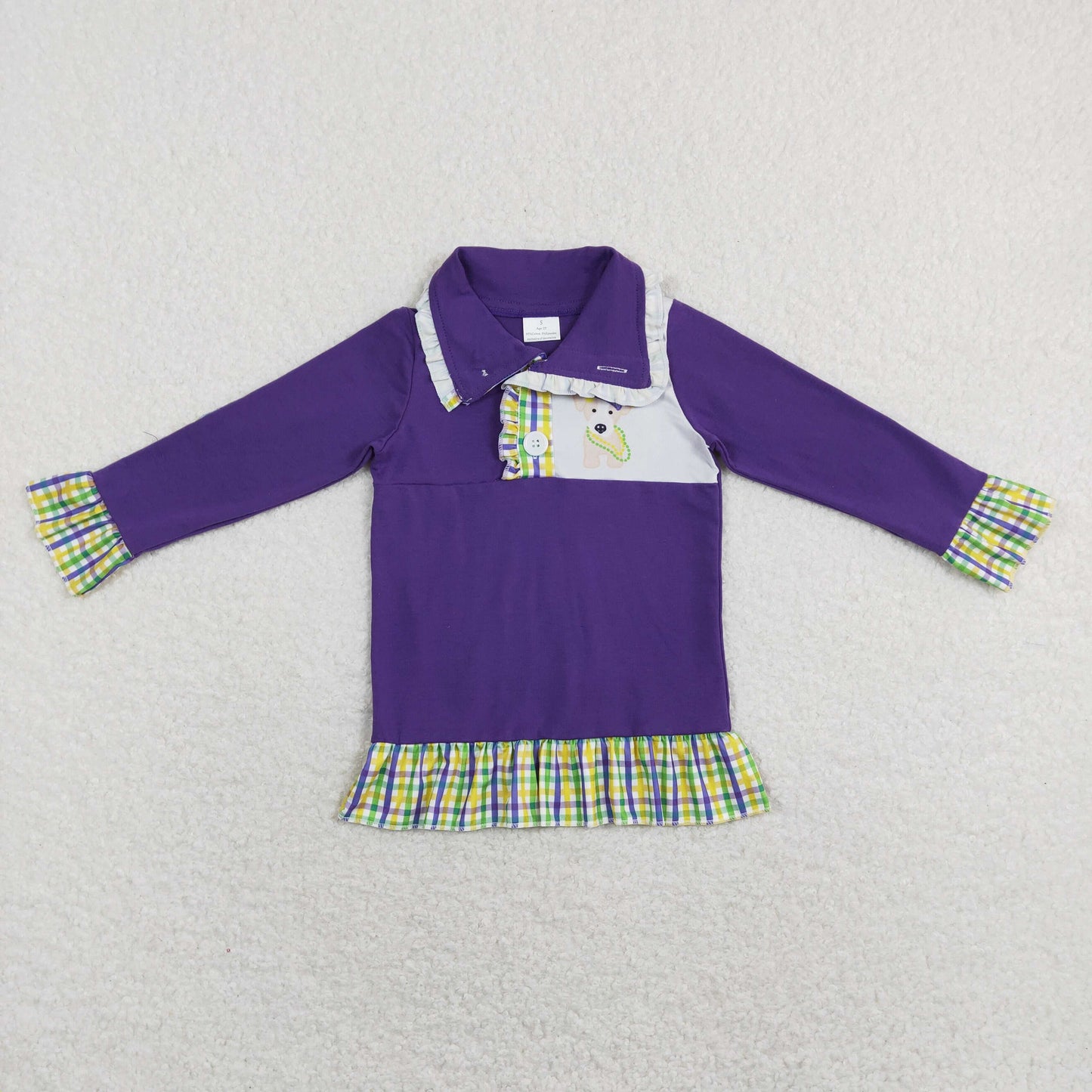 RTS NO MOQ Sibling baby boy girl clothes Mardi gras clothes long Sleeve Tops