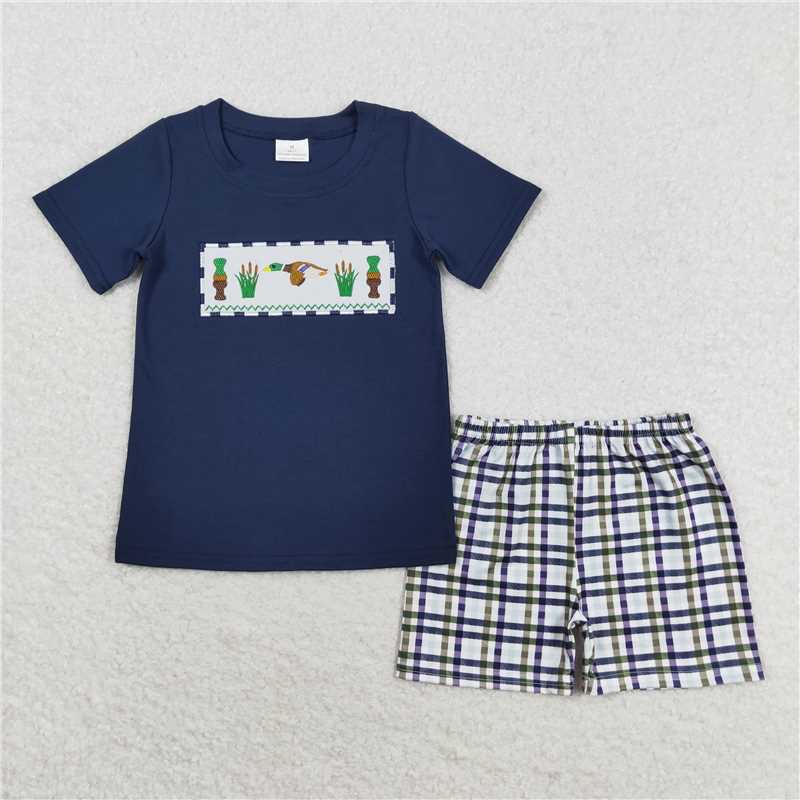 Baby Boys Shirt Shorts Summer Embroidery duck Rompers Outfits Clothes Sets