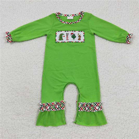 RTS NO MOQ（In Stock) LR0324 Embroidered Christmas long-sleeved jumpsuit