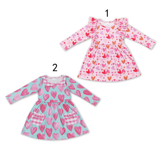 RTS NO MOQ Baby Girl Clothes Valentine Long-sleeved dress