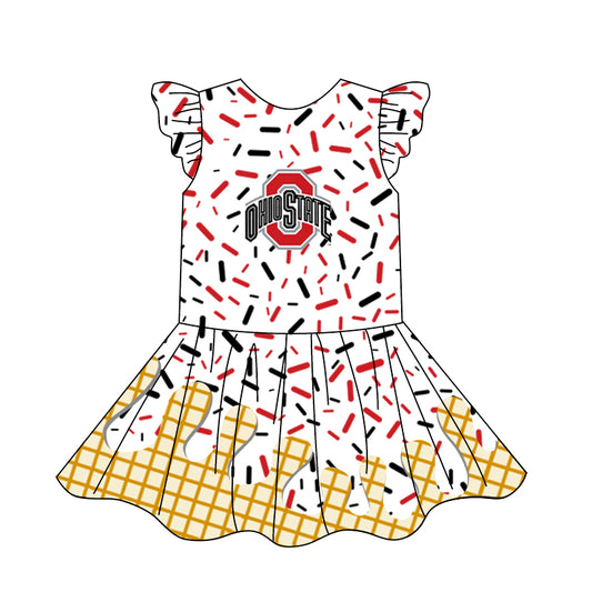 custom moq 3 eta 6-7weeks baby girls clothes team flying Sleeves Dress