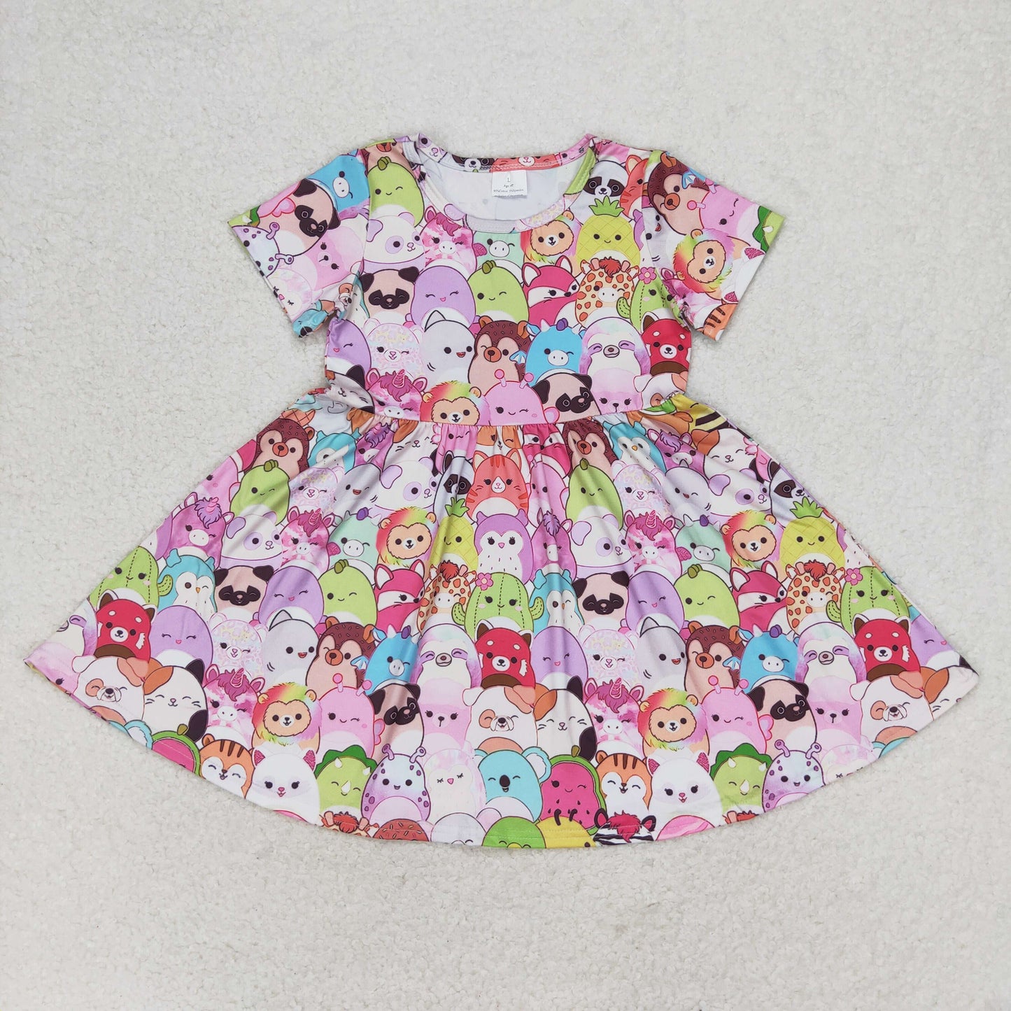 RTS no moq GSD1193 cartoon animal short sleeve dress