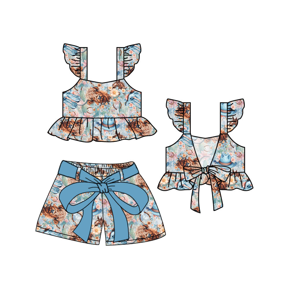 1.17 custom each style moq 5eta 4-6week Sibling Sister baby girls short sleeve shorts sets 1 and sets 2 and sets 6 match design