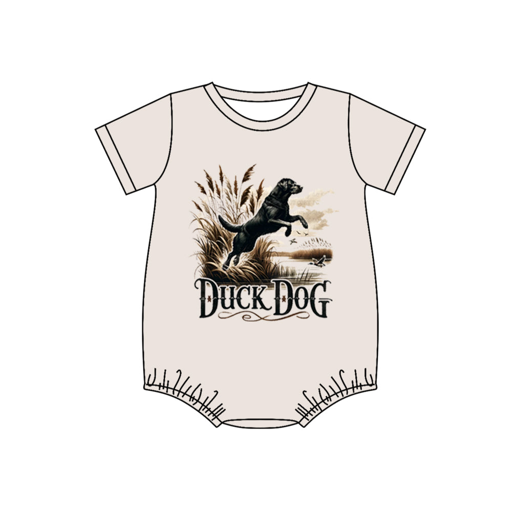 5.1(1)custom each style moq 5eta 4-5week DUCK DOG prints khaki boys outfit and baby romper