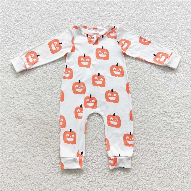 RTS Pumpkin Pajamas Boys Halloween Romper Matching