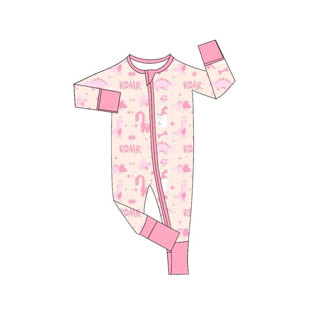 5.3custom each style moq 5eta 4-5week dinosaur prints pink short sleeves with long pants and baby romper