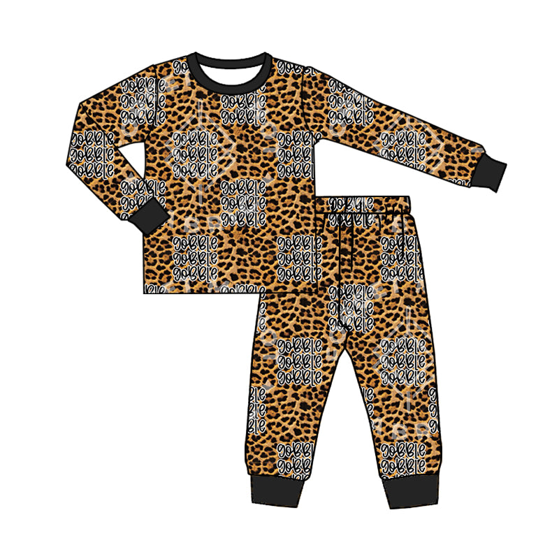 5.14custom each style moq 5eta 4-5week Sibling Sister GOBBLE  prints leopard print girls and boys outfits and baby romper and dress match family design