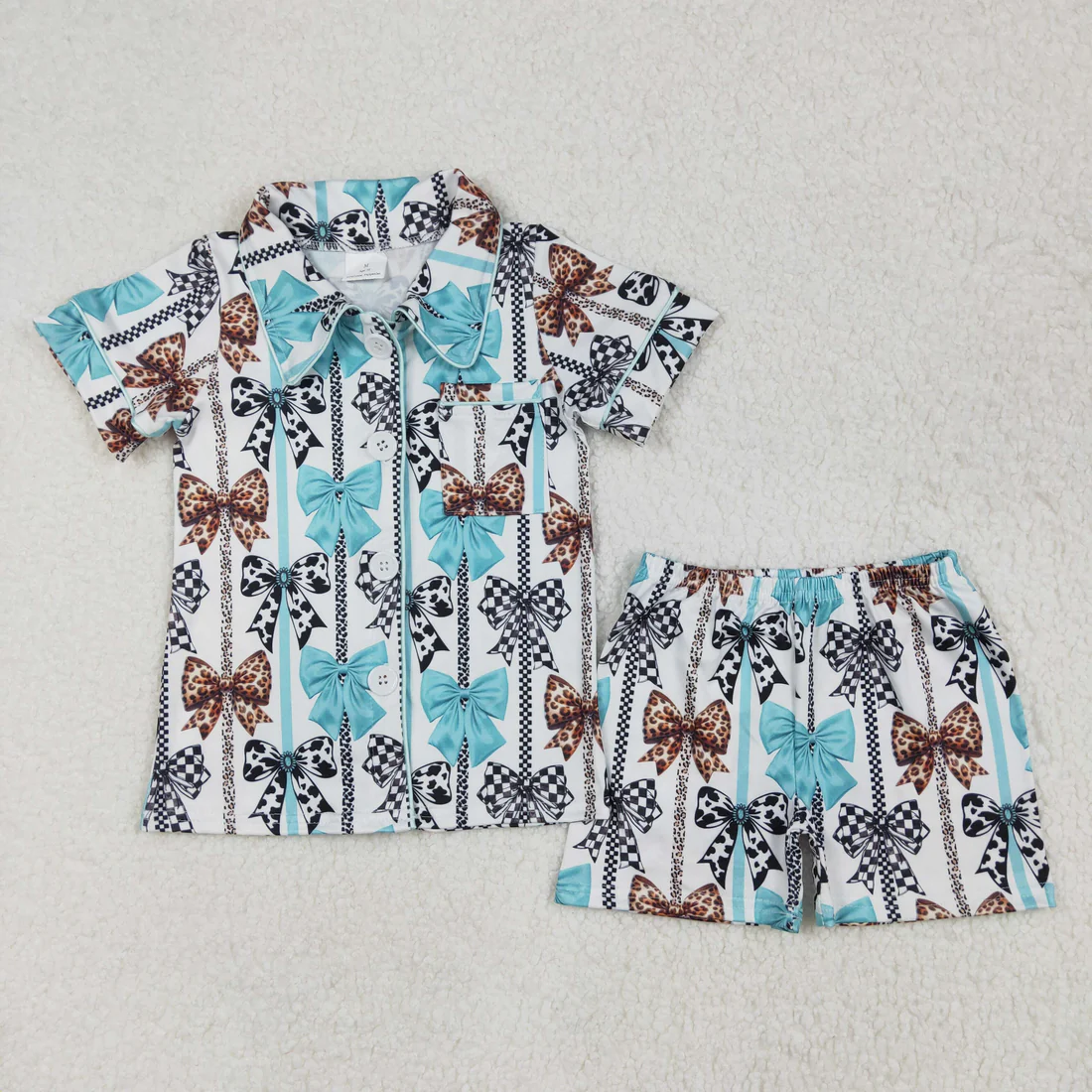 RTS NO MOQ Sibling baby girl clothes and Adult clothes bow kids short sleeve shorts set and adult sets