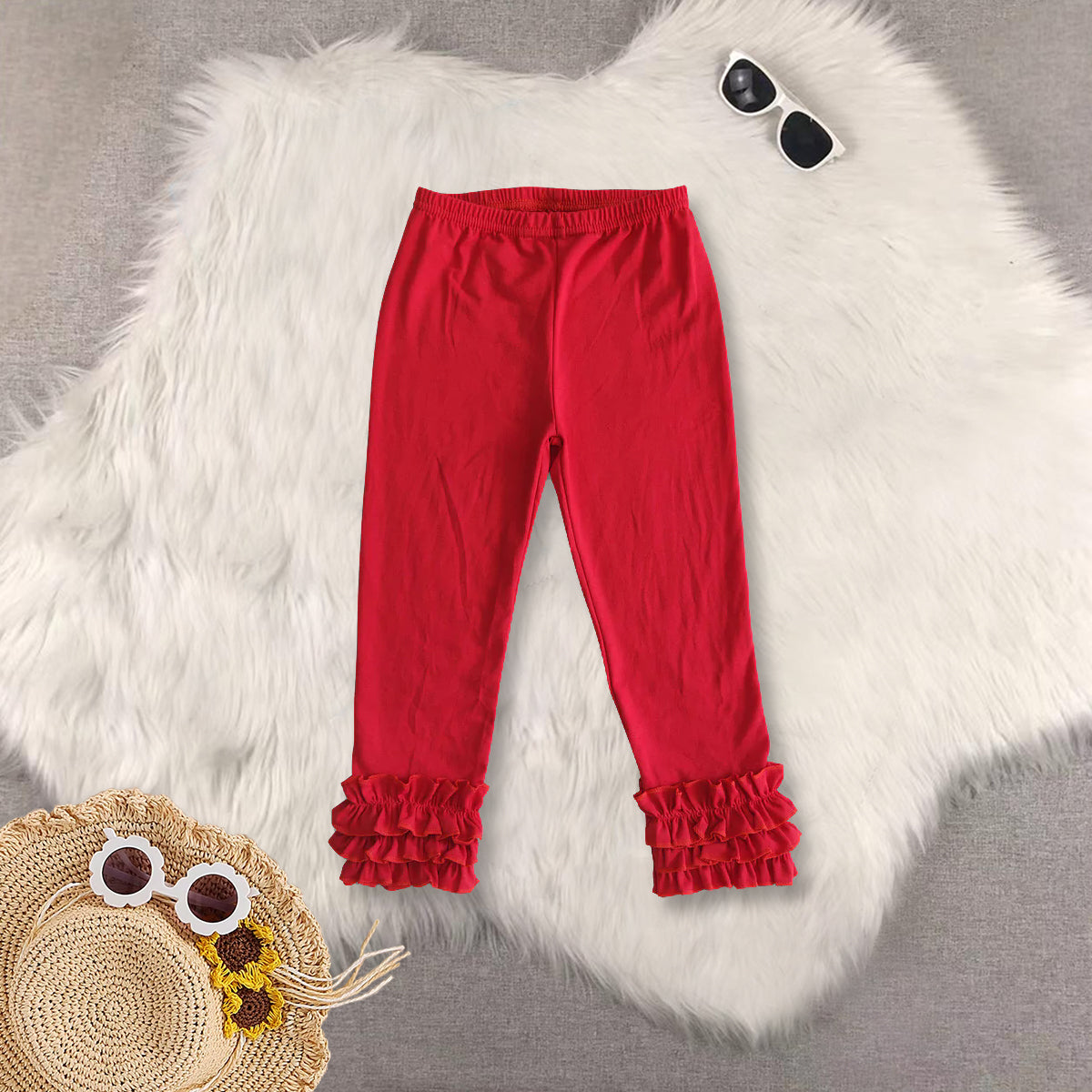 RTS NO MOQ Sibling baby girl clothes love baseball red short-sleeved top lace trousers sets and top and pants