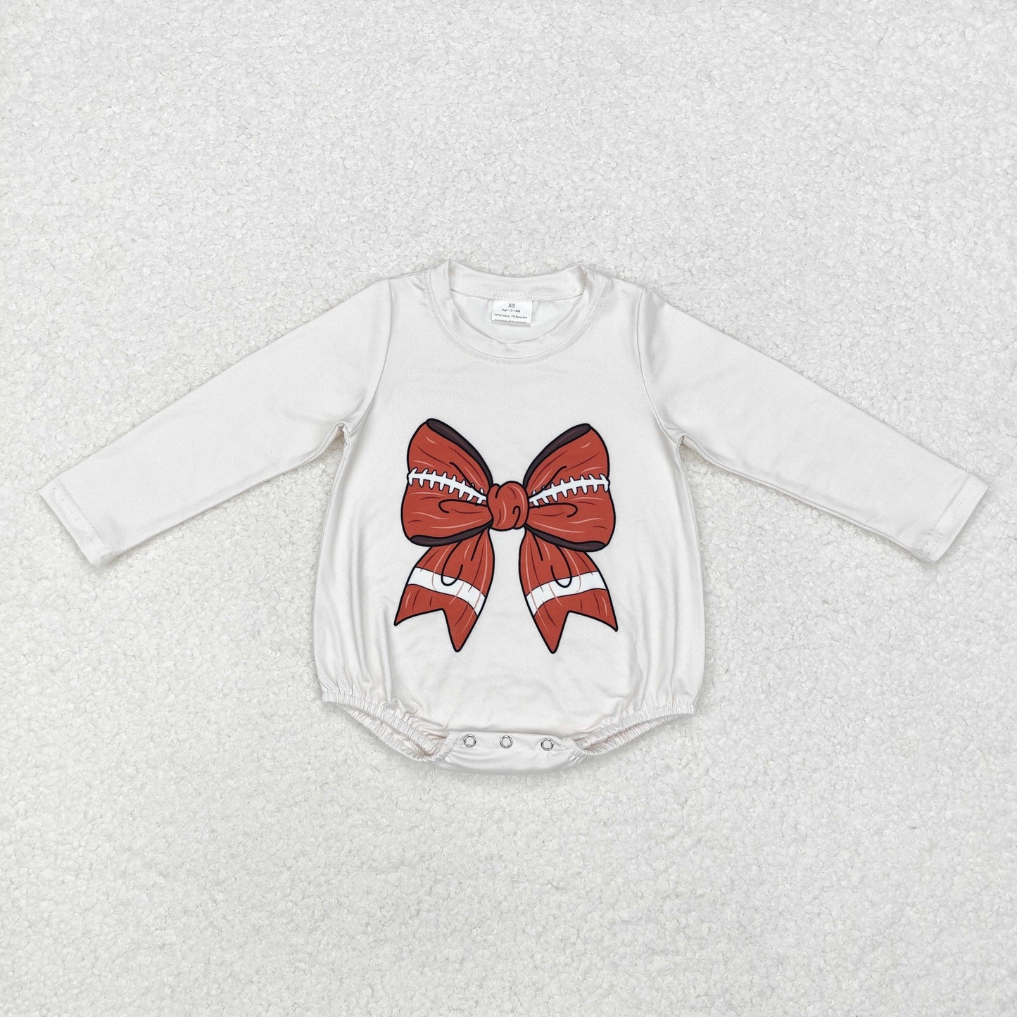RTS NO MOQ（In Stock) LR1717 Long-sleeved bodysuit with rugby bow pattern