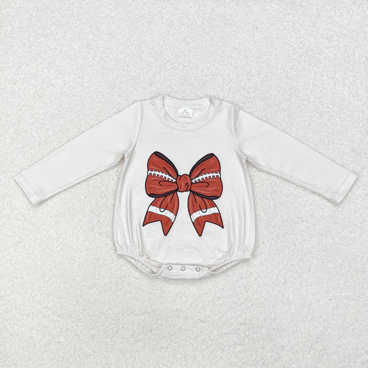 RTS NO MOQ（In Stock) LR1717 Long-sleeved bodysuit with rugby bow pattern