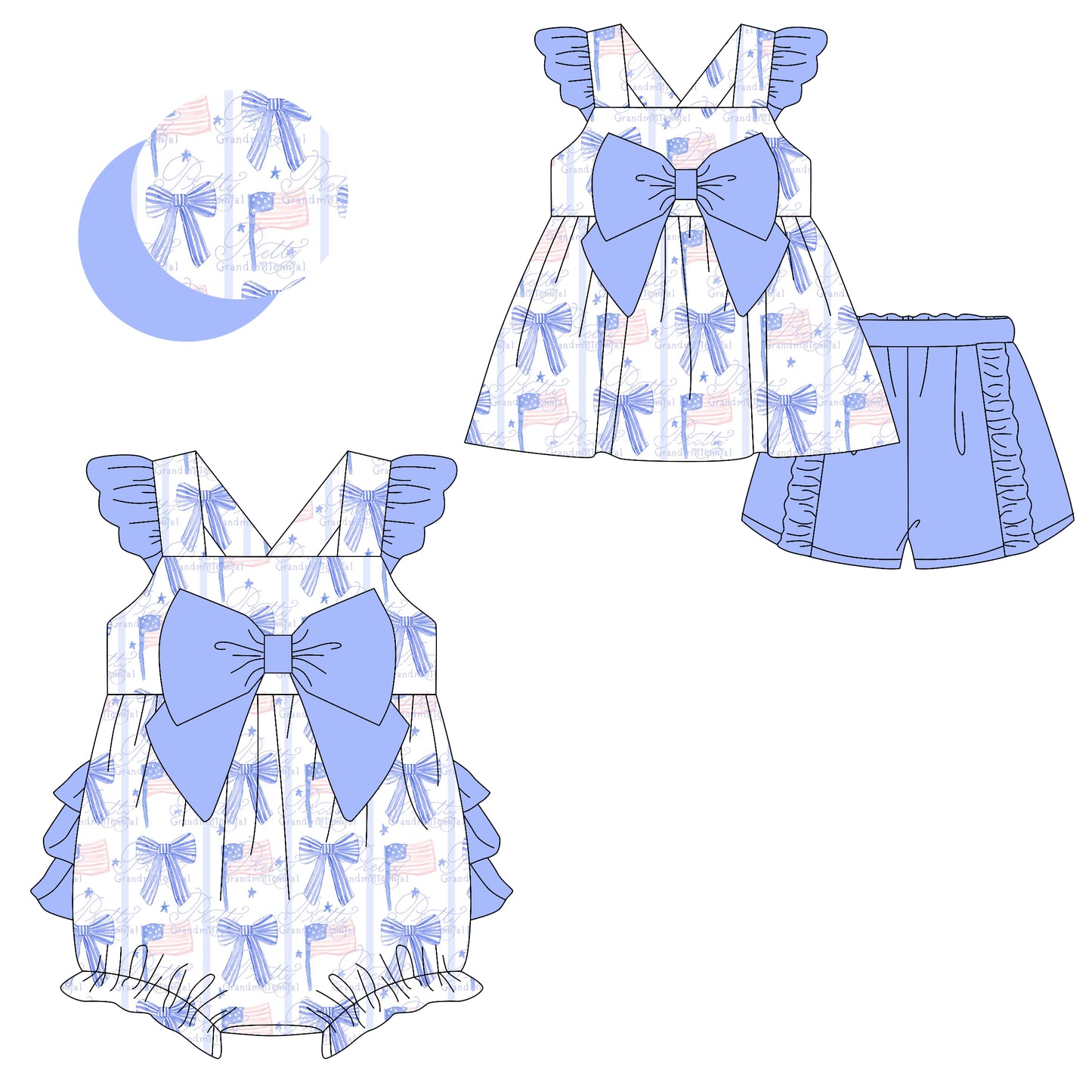 2.8 custom each style moq 5eta 4-6week Sibling Sister bow baby girls short sleeve shorts sets and romper match design