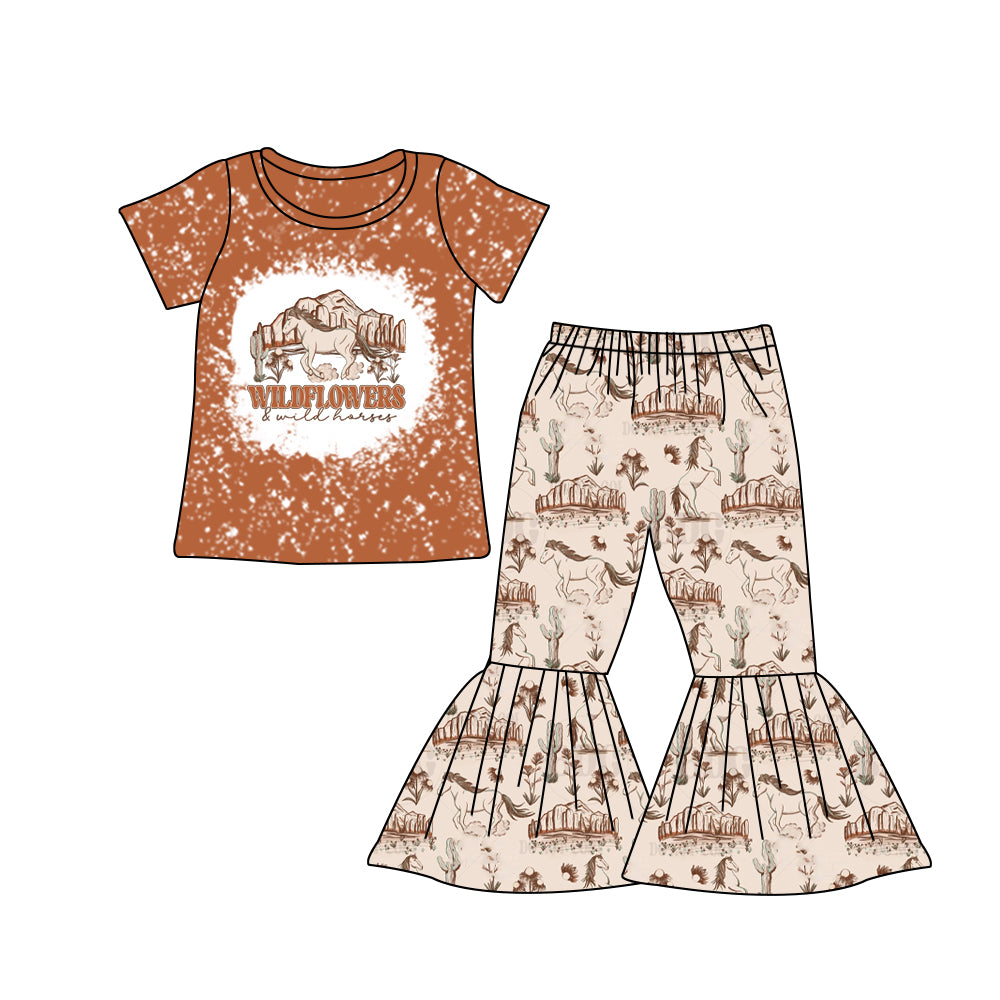 5.13custom each style moq 5eta 4-5week Sibling Sister WILDFLOWERS prints blown girls set and baby romper and dress match family design