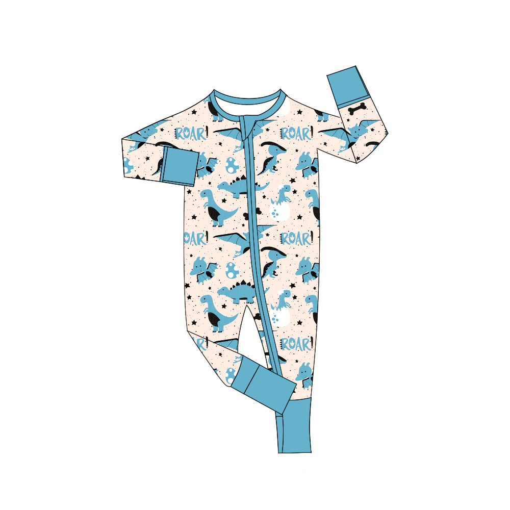 5.3custom each style moq 5eta 4-5week dinosaur prints blue short sleeves with long pants and baby romper