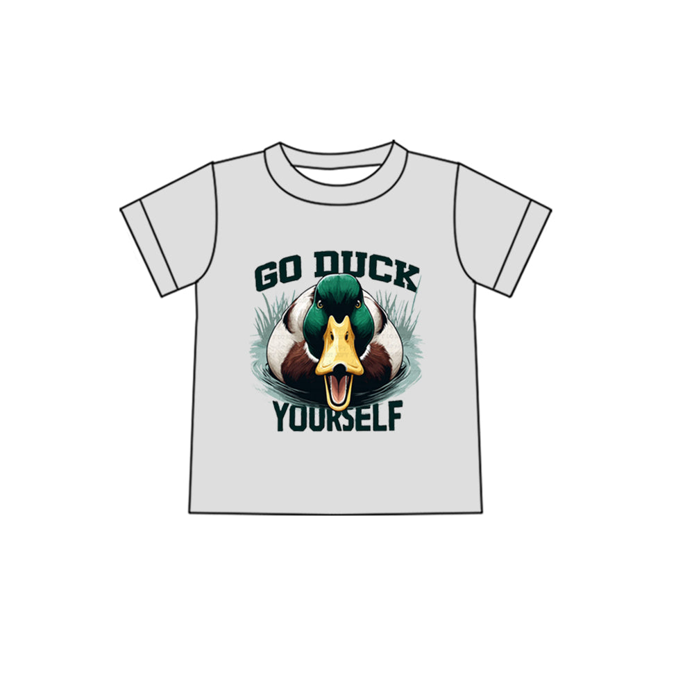 5.1(1)custom each style moq 5eta 4-5week GO DUCK YOOKSELF ducks prints gray boys outfit and baby romper