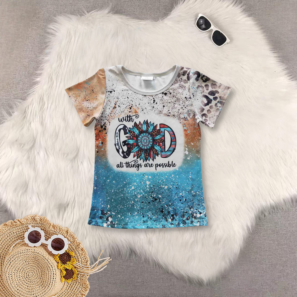 RTS NO MOQ GOD blue short-sleeved top pants skirt sets