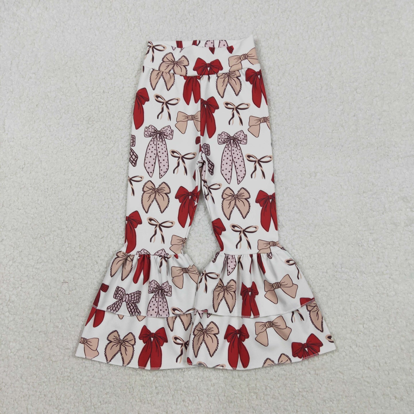 RTS NO MOQ（In Stock) Red Bow Pattern White Yoga Pants