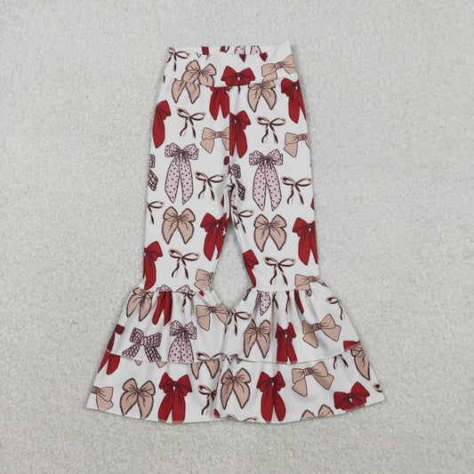 RTS NO MOQ（In Stock) Red Bow Pattern White Yoga Pants