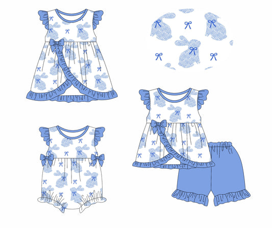 1.11 custom each style moq 5eta 4-6week Sibling Sister easter bow baby girl short sleeve shorts sets and dress and rompers match family design