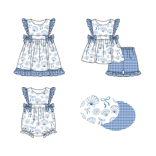 1.8 custom each style moq 5eta 4-6week Sibling Sister bow baby girl short sleeve shorts sets and dress and rompers match family design