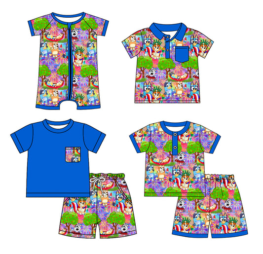 1.23 custom each style moq 5eta 4-6week Sibling Sister cartoon dog baby girl sets 1 and sets 2 and boy rompers and top match family design