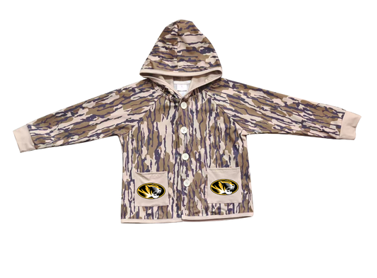 Custom moq 5 mix size milk silk baby boys clothes team summer camouflage button hooded long sleeve top-25.11.25