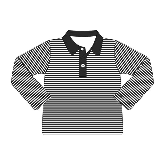 custom moq 5 eta 4-5 weeks baby boys clothes toddler boy black striped long sleeve summer top