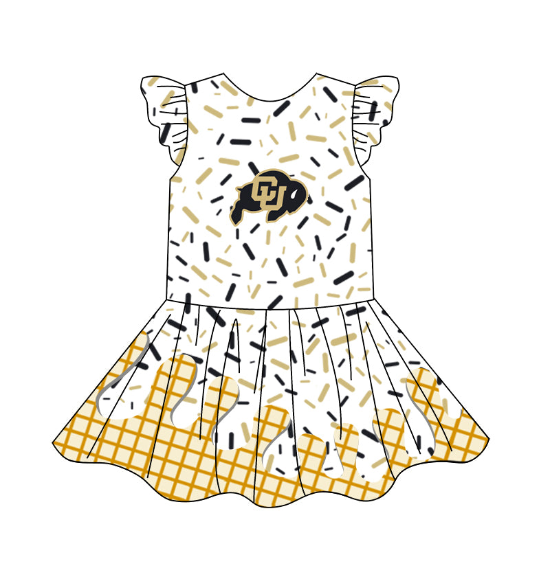 custom moq 3 eta 6-7weeks baby girls clothes team flying Sleeves Dress