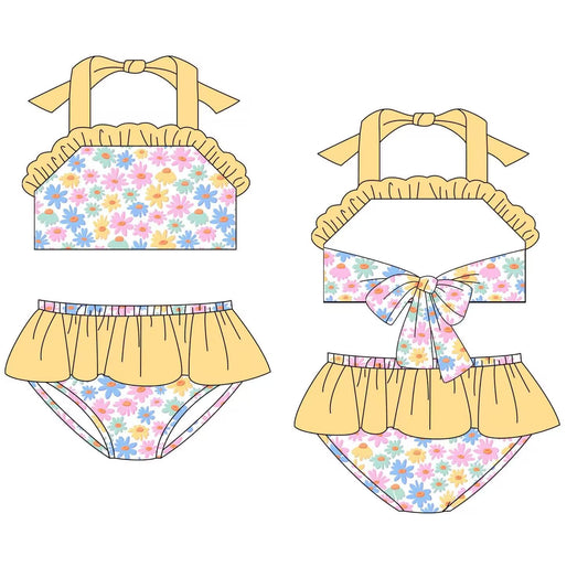 custom moq 5 eta 4-6 weeks girls floral summer swimsuit summer swimming