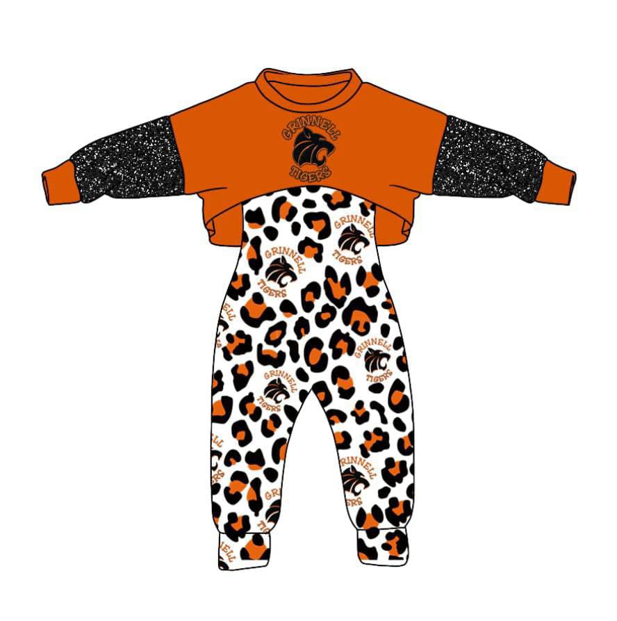 Custom moq 3 tat about 6-8 weeks baby girls clothes leopard long sleeve and long pants 2pcs suit