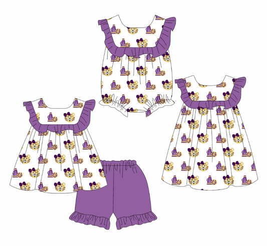 Custom summer team baby girls clothes sets dress romper
