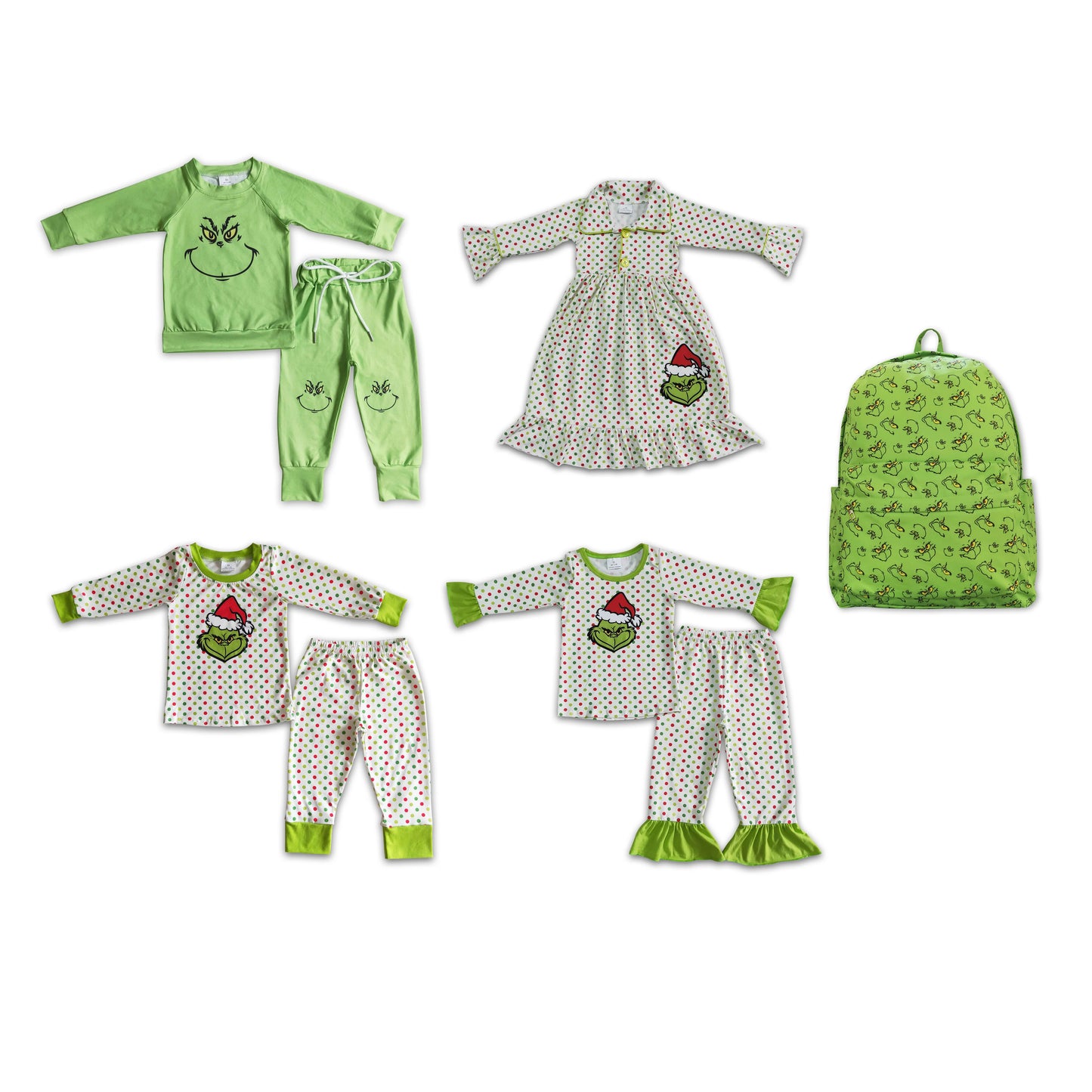 RTS NO 6 B1-22  6 B3-23 6 B10-25  BLP0111 BA0119  Smiley green backpack green long-sleeved trousers suit