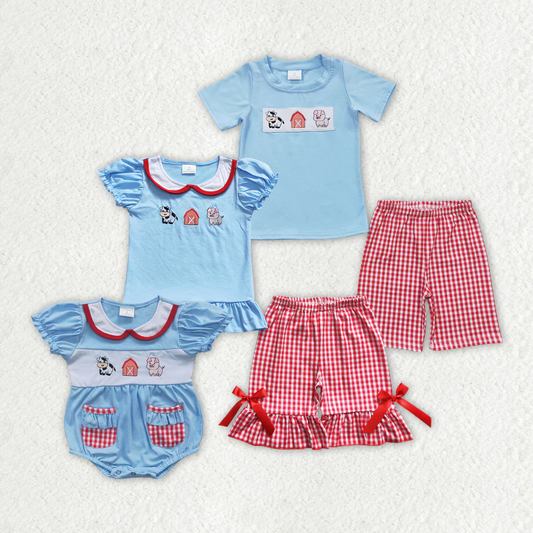 RTS NO MOQ Girls Boys embroidery Clothes Sets and romper