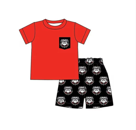 Deadline September 20  custom no moq  eta 6-8weeks Red Dog Head Short Sleeve Top-Black Dog Head Shorts Set