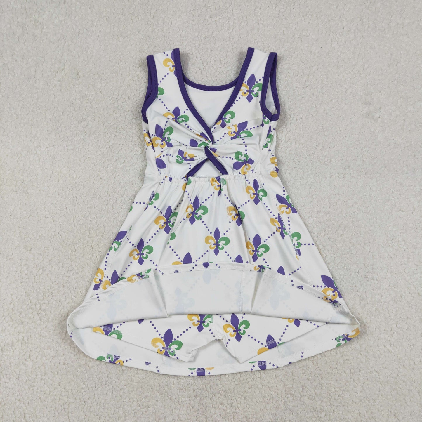 RTS NO MOQ（In Stock) Carnival Pattern Polka Dot Check Yoga Sleeveless Dress