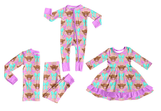 25.11.25 custom each style moq 5 eta 6-8week Sibling Sisters bow baby girl long sleeve pants sets and dress and rompers match family design