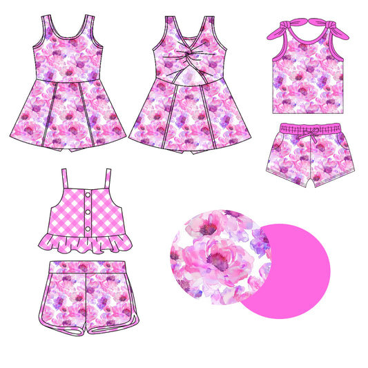 1.20 custom each style moq 5eta 4-6week Sibling Sister floral baby girl short sleeve shorts sets and sets 2 and dress match design