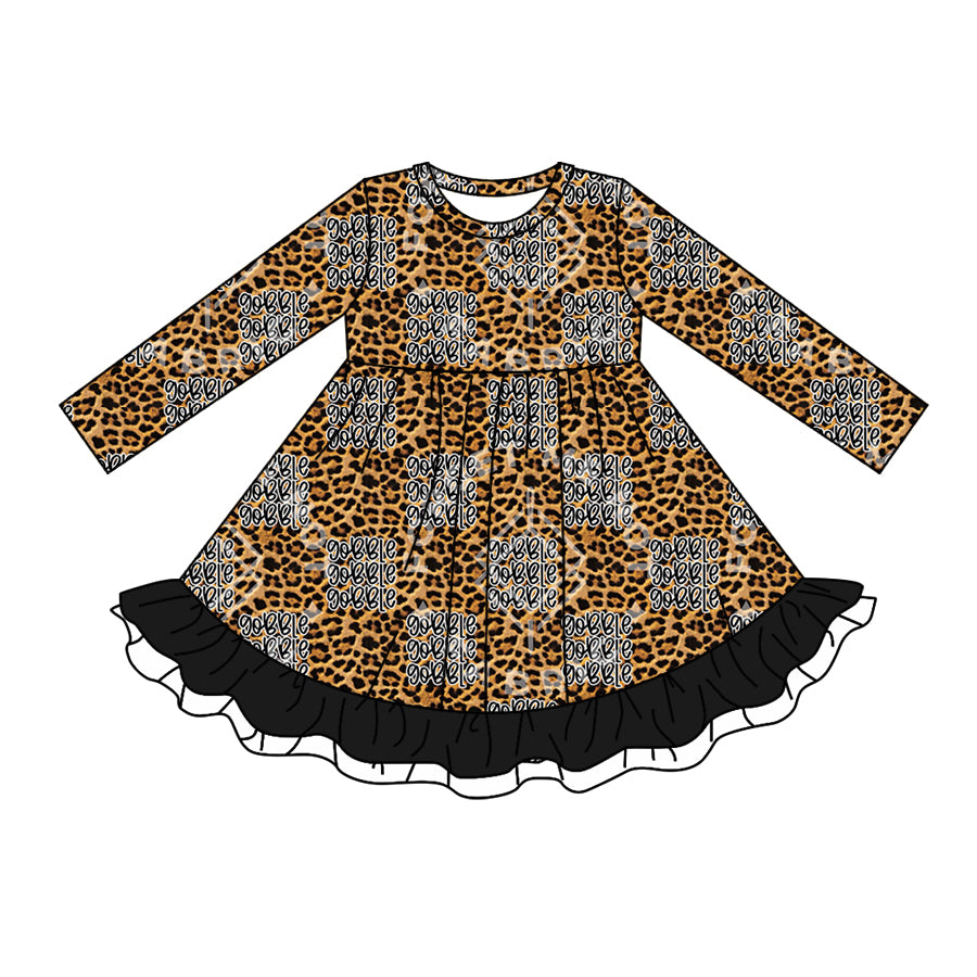 5.14custom each style moq 5eta 4-5week Sibling Sister GOBBLE  prints leopard print girls and boys outfits and baby romper and dress match family design