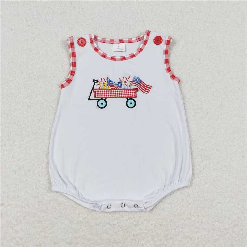 Baby Kids trolley Summer Embroidery Sibling Rompers Clothes Set