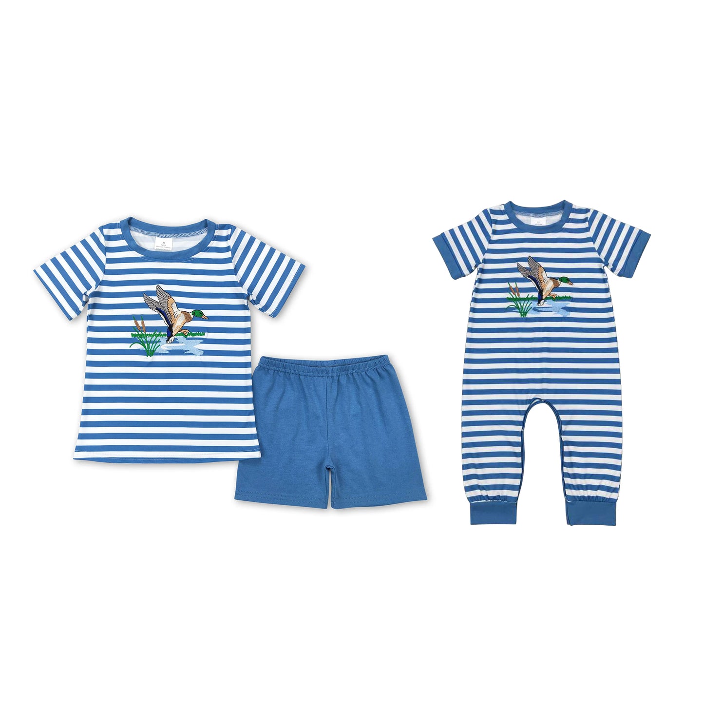 Baby Boys Shirt Shorts Summer Embroidery duck Rompers Outfits Clothes Sets