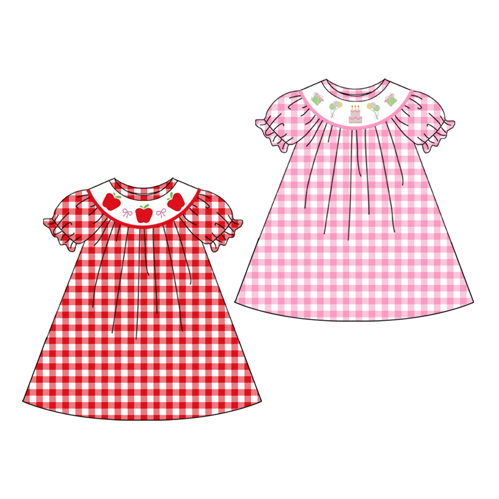 1.17 custom each style moq 5eta 4-6week Sibling Sister baby girl short sleeve dress 1 and dress 2 match family design