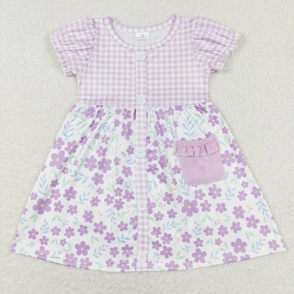 Baby Girls Purple Small Flowers Sister Spring Sets