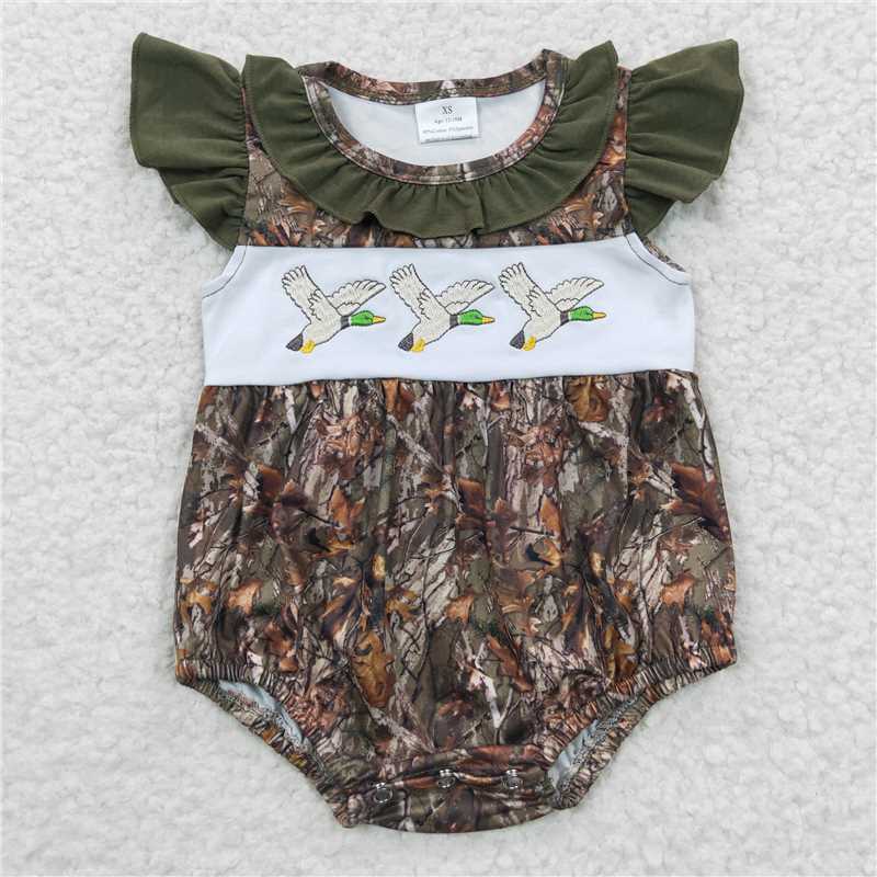 RTS Boys and girls Embroidered duck camouflage Short Sleeve Shorts sets rompers