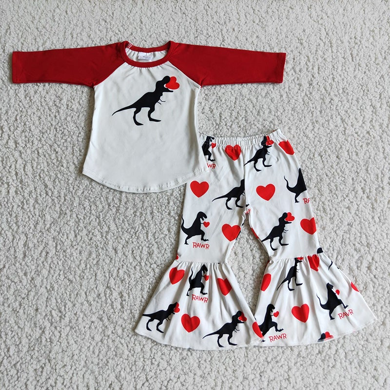 Baby Girls Valentines Dinosaurs Sibling Designs Clothing Sets