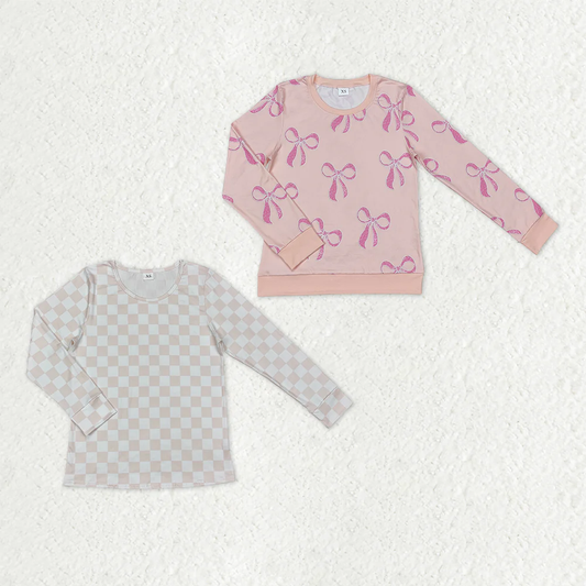 RTS NO MOQ Sibling adult clothes Festival Bow long sleeve tops